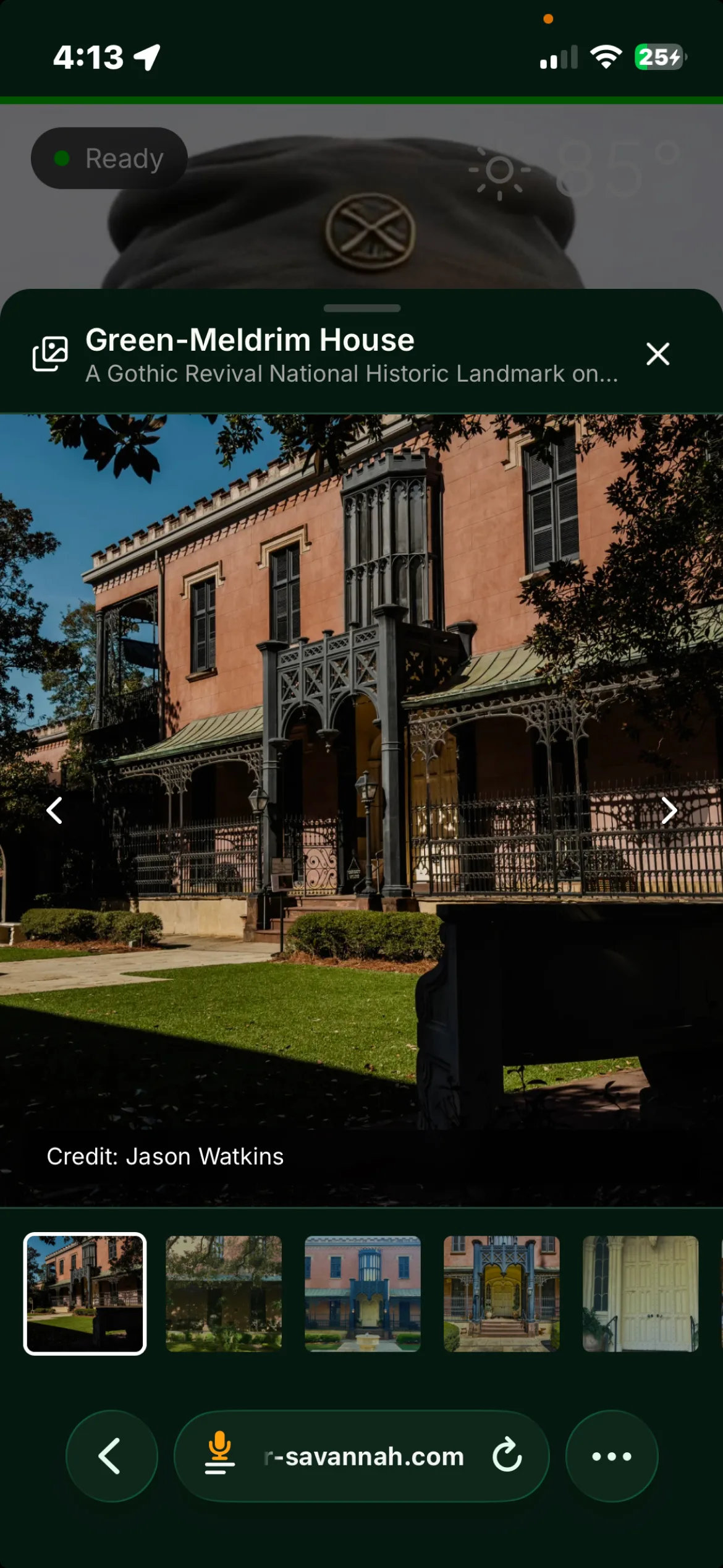 Photos of the Green-Meldrim House shown alongside the destination overview.